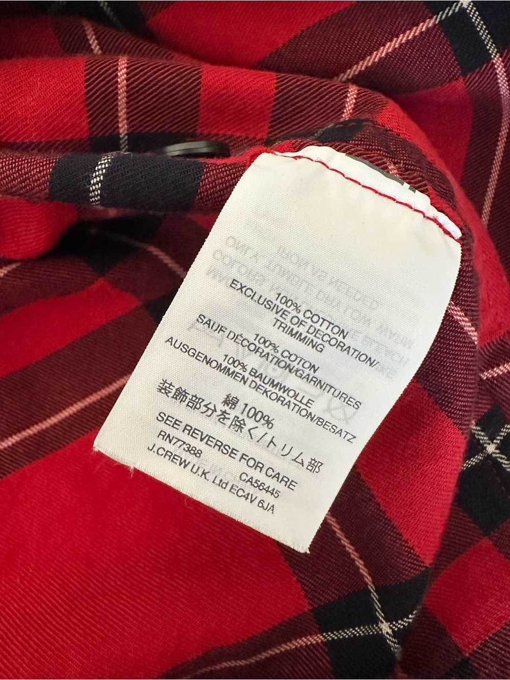 Madewell Red Plaid Button-Up Top with Floral Embroidery - Picture 4 of 4